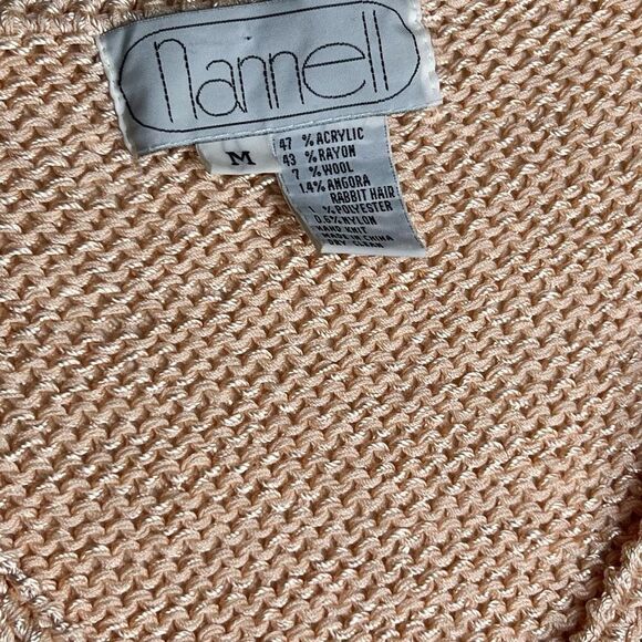 Vtg Nannell Women’s Hand Knit Sweater wool & Angora Rabbit Hair Peach Color M - Picture 12 of 12